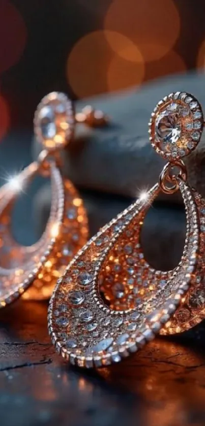 Elegant crystal earrings on a dark background