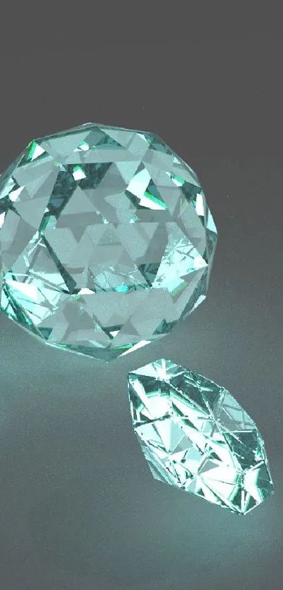 Elegant turquoise crystal gems on a dark background.