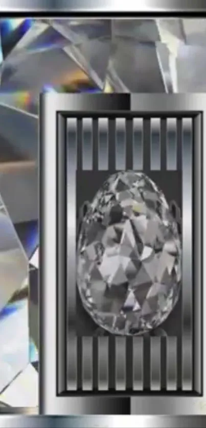 Elegant silver crystal gemstone design wallpaper.