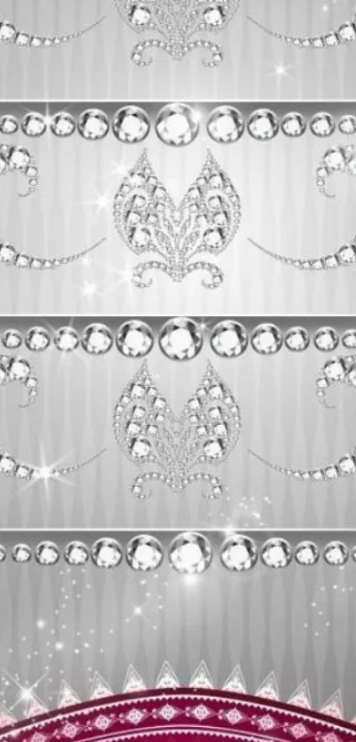 Elegant crystal and jewel mobile wallpaper with sparkles.