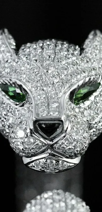 Elegant crystal panther design with sparkling silver accents for mobile wallpaper.