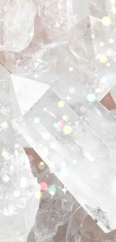 Elegant crystal theme phone wallpaper with quartz formations.