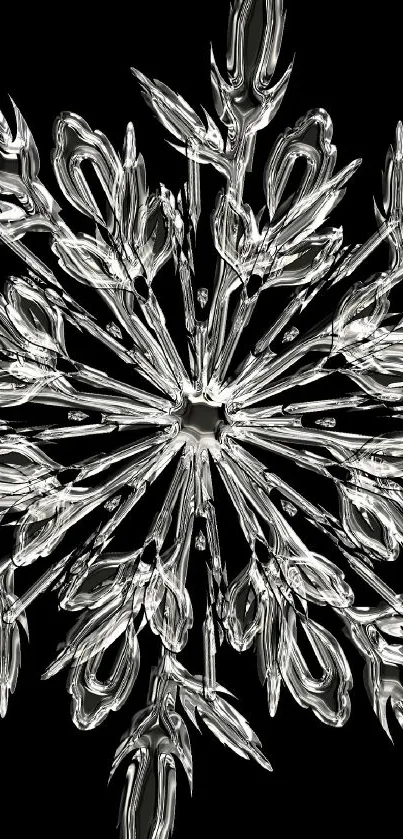Elegant crystal snowflake on black background wallpaper.