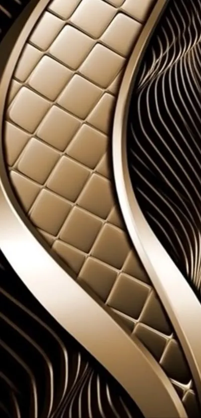 Elegant bronze curved abstract wallpaper design.