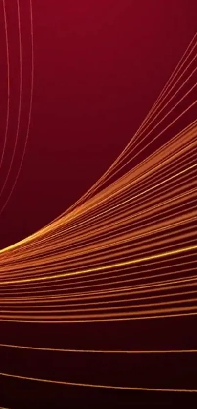 Golden curved lines on a maroon background mobile wallpaper.