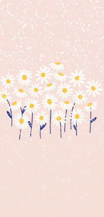 Minimalistic daisy design on soft pink background wallpaper.