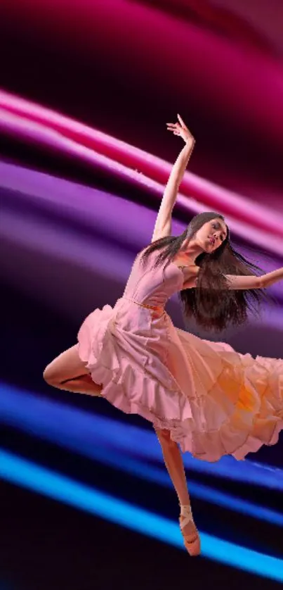 Elegant dancer in vibrant colorful background.