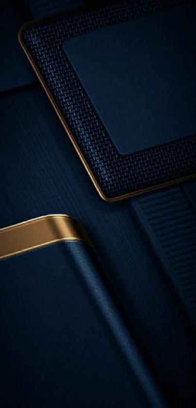 Elegant dark blue textured wallpaper with gold accents for mobile.