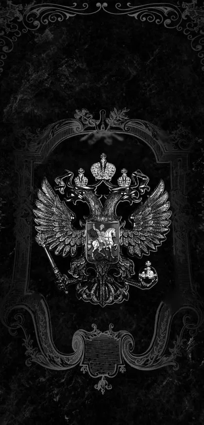 Dark eagle emblem wallpaper with ornate design.