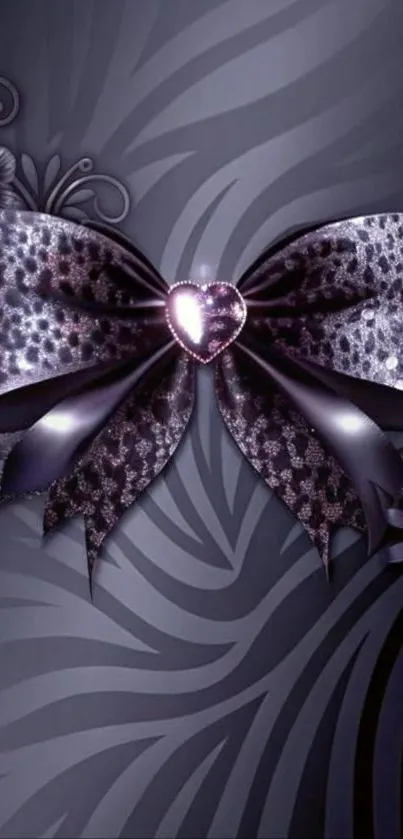 Dark floral wallpaper with ribbon and flowers.