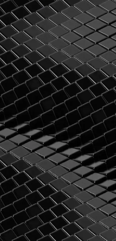 Elegant black geometric pattern wallpaper with diamond shapes.