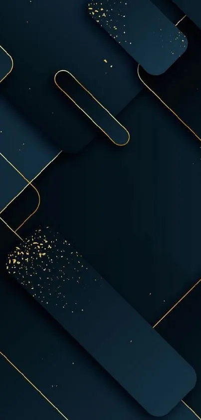 Dark blue and gold geometric mobile wallpaper.