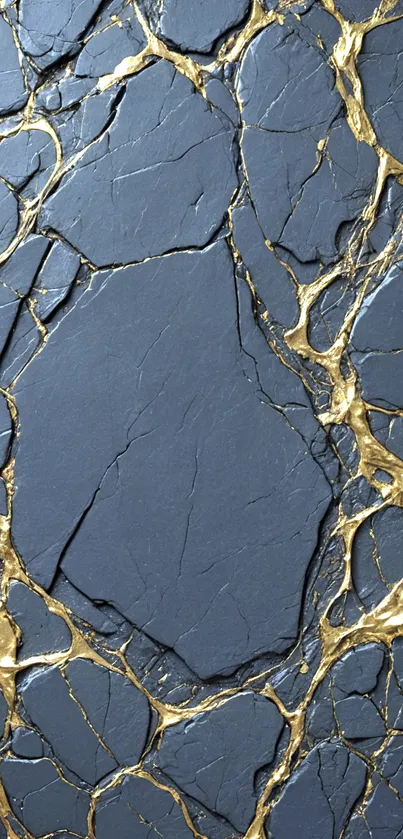 Dark slate gray wallpaper with gold cracks.