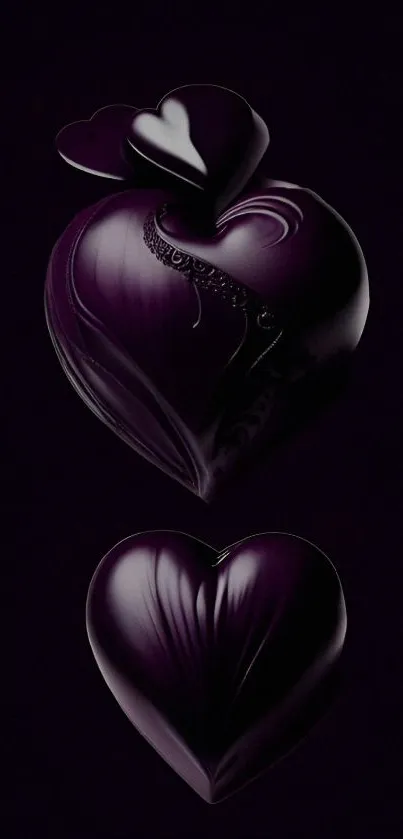 Dark purple hearts wallpaper with elegant design.