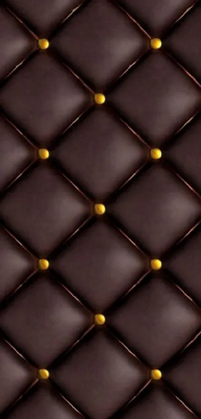 Elegant dark leather textured wallpaper with quilted design.