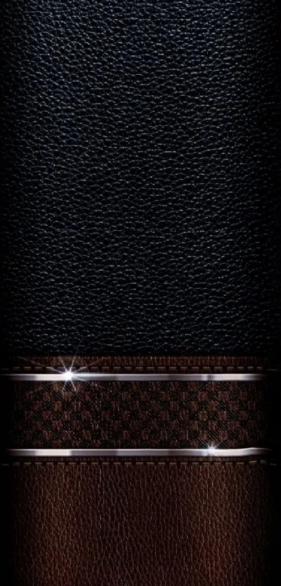 Dark leather wallpaper with elegant brown tones and stylish accents.