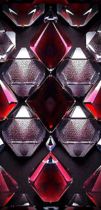 Dark red geometric crystal pattern wallpaper.