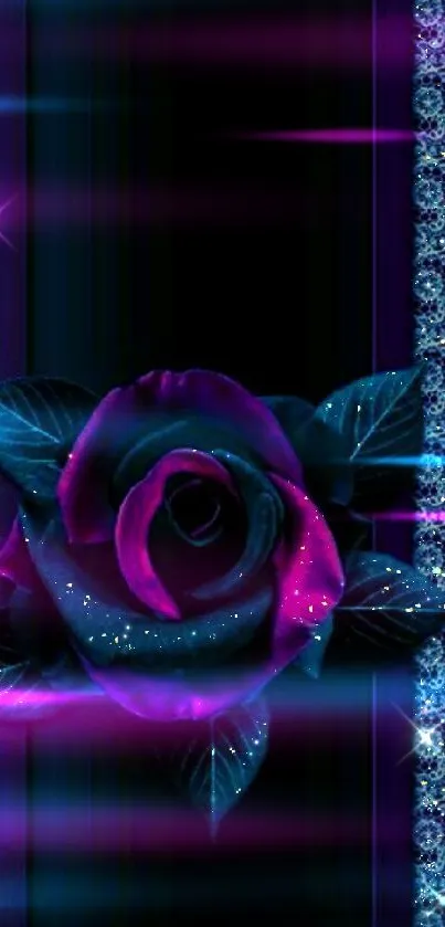 Dark rose wallpaper with purple hues and sparkling accents.