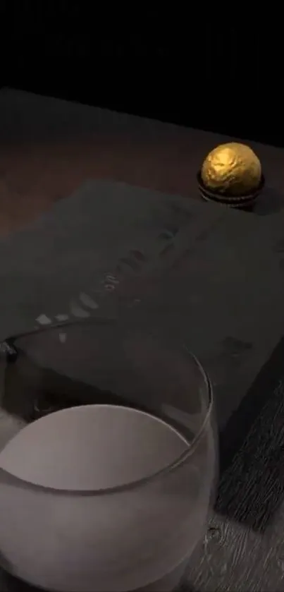 Elegant dark themed wallpaper with a gold accent.