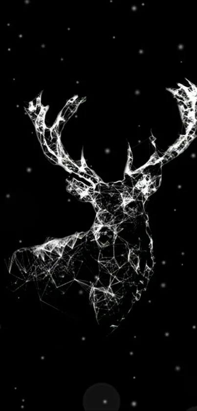 Futuristic deer silhouette on a dark background with intricate lines.