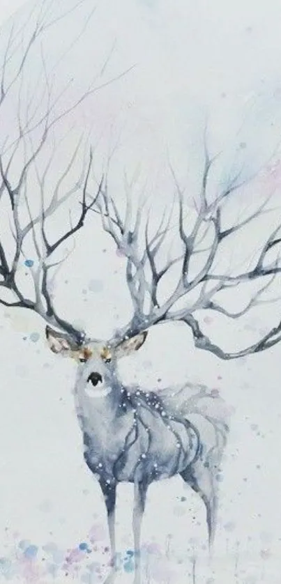 Elegant watercolor deer with artistic antlers.