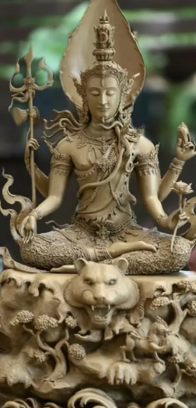 Elegant deity sculpture mobile wallpaper with intricate details.