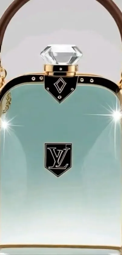 Elegant perfume bottle with gold accents and luxury design.