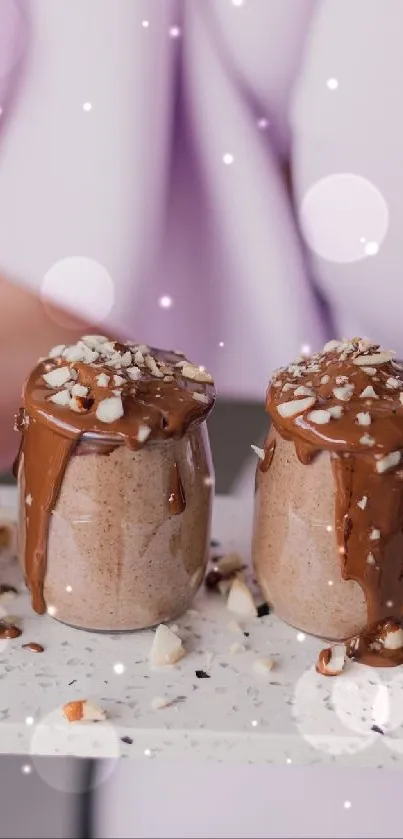 Elegant chocolate desserts on a fashionable plat