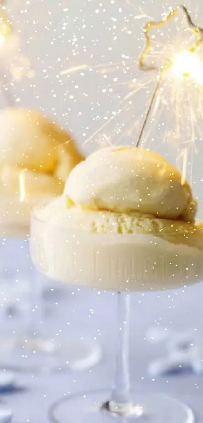 Elegant festive dessert with sparklers.