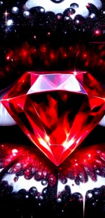 Red diamond with glossy background wallpaper