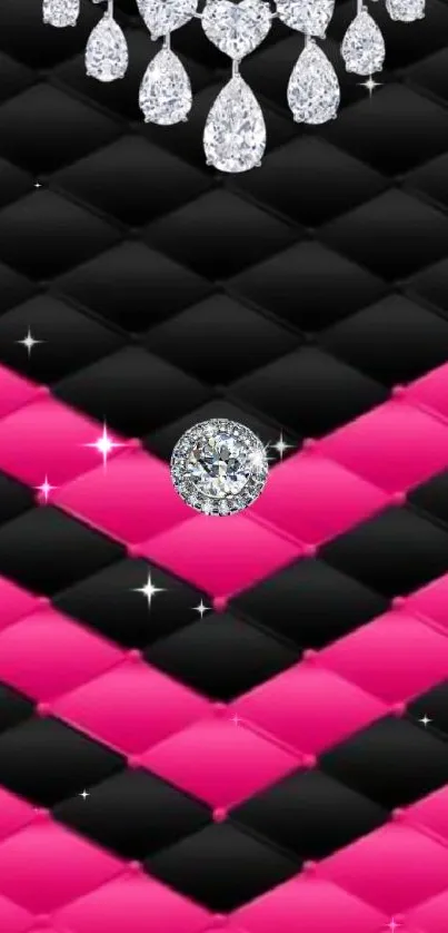 Elegant diamond black and pink mobile wallpaper.