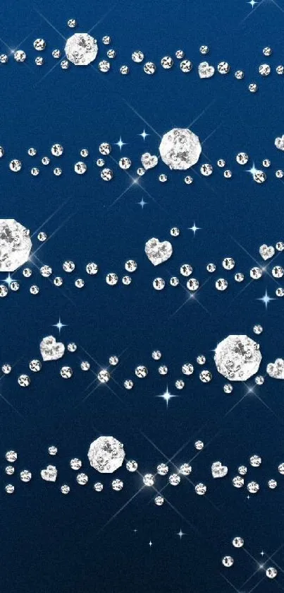 Diamond-studded pattern on dark blue background, elegant mobile wallpaper.