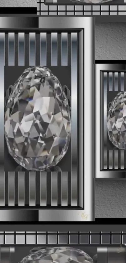 Elegant diamond with metallic background design wallpaper.