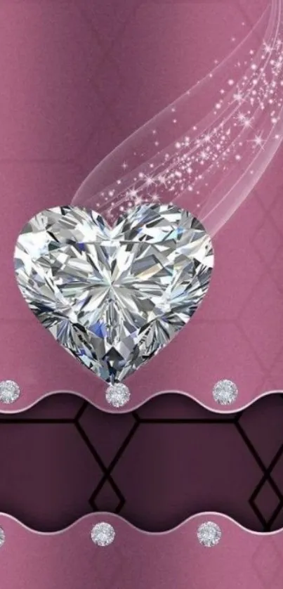 Luxurious diamond heart on pink background wallpaper.