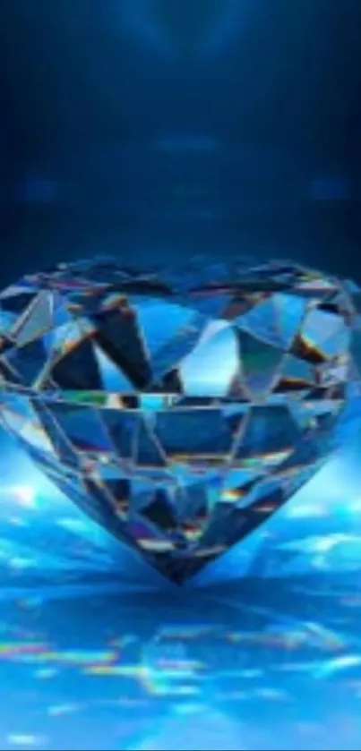 A brilliant blue diamond on a radiant background.