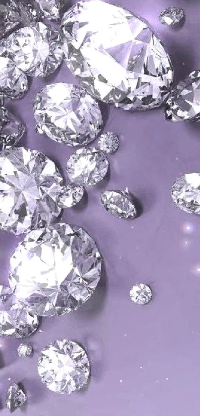 Mobile wallpaper with shimmering diamonds on a purple background.