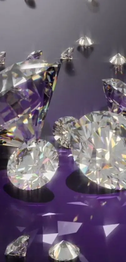 Diamonds on a purple background wallpaper, ideal for luxury phone screens.