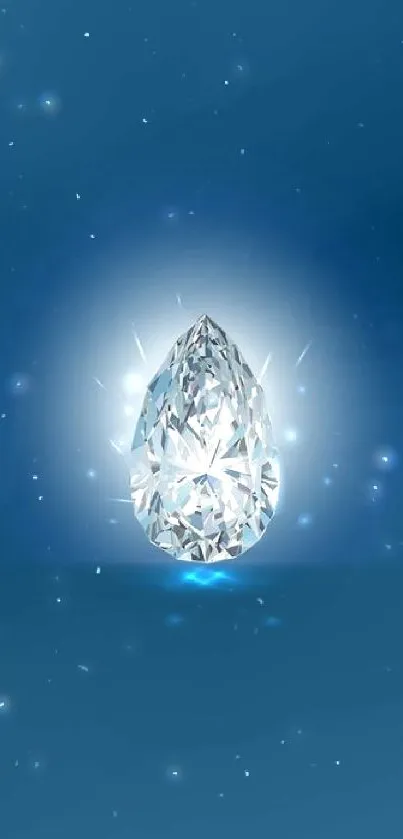 Diamond against a blue background with glowing highlights.