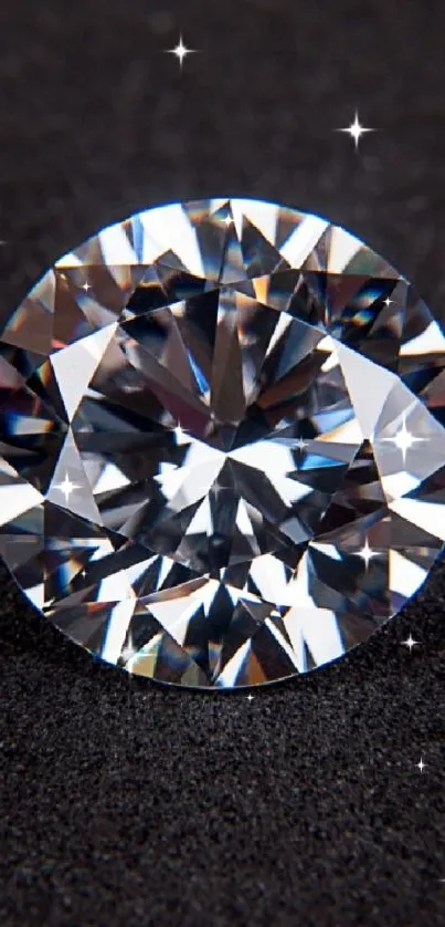 Elegant diamond on a black background, ideal for mobile wallpaper.