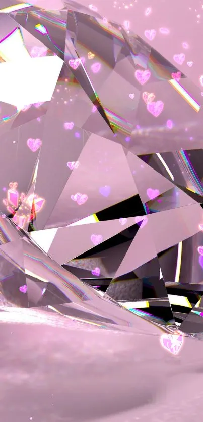 Elegant diamond on soft pink background with sparkling facets.