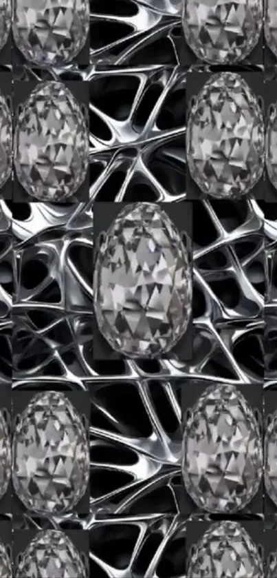 Intricate diamond pattern with metallic design.