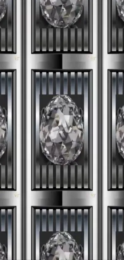 Mobile wallpaper with diamond pattern on metallic background.