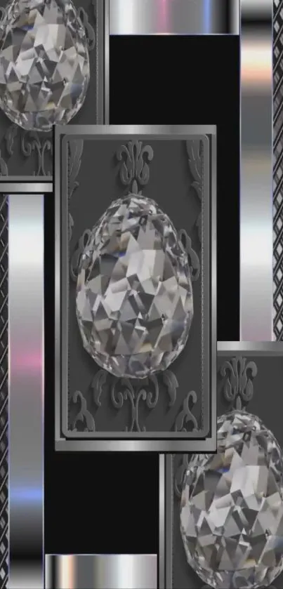 Elegant mobile wallpaper with diamond pattern and metallic accents.
