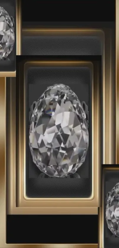 Luxurious diamond wallpaper with gold accents.