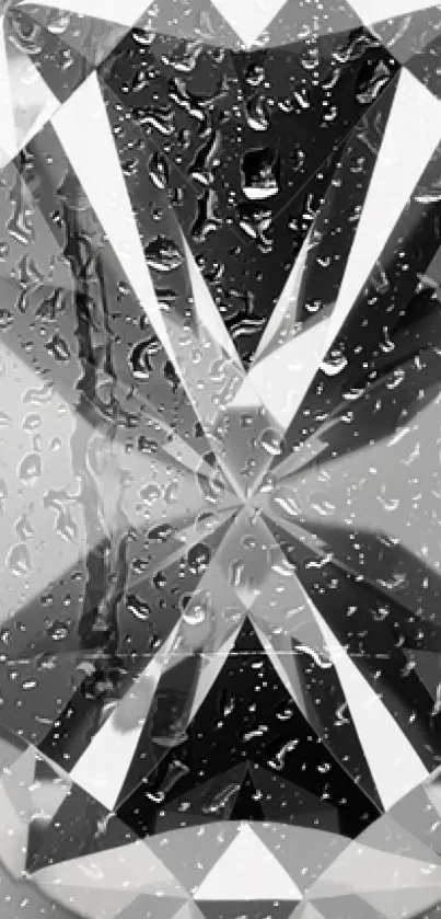 Diamond hourglass with raindrops on a gray background.