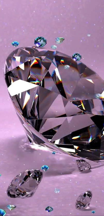 Elegant wallpaper with shimmering diamonds on a purple background.