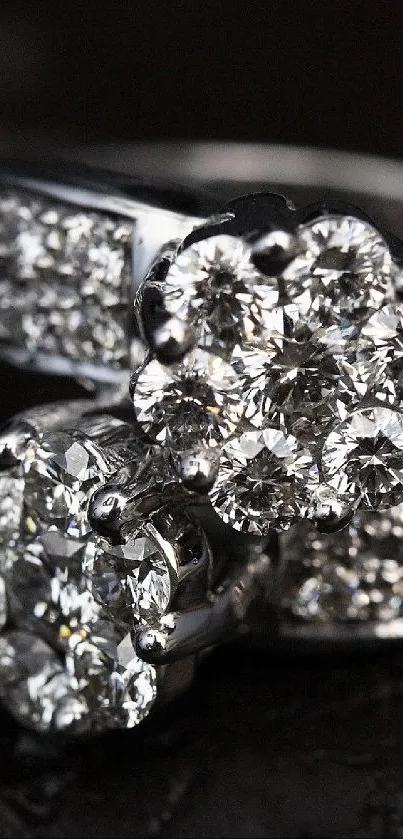 Elegant diamond ring showcased on a dark background.