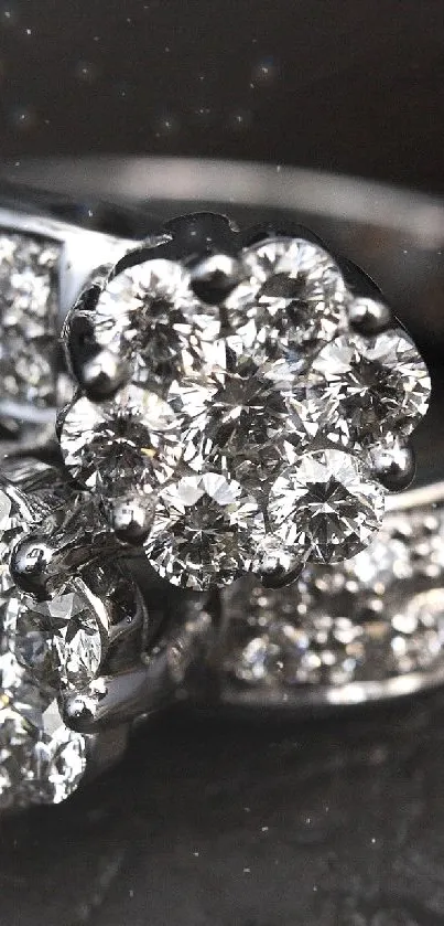 Elegant diamond rings with a dark background, perfect for phone wallpaper.