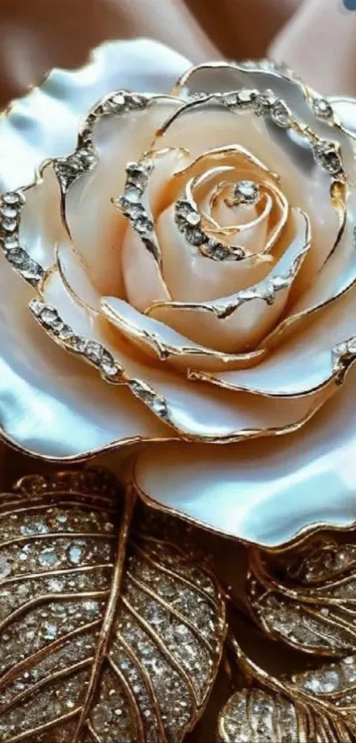 Luxurious diamond rose with gold accents.