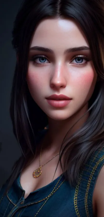 Beautiful digital portrait wallpaper of a captivating character.